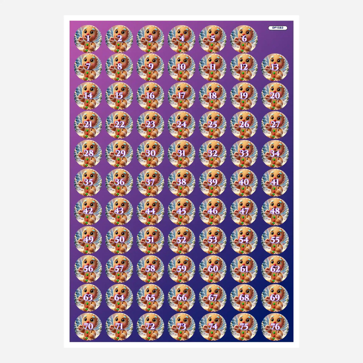 Döschenaufkleber für Diamond Painting mit niedlichem Lebkuchenmann-Motiv zum übersichtlichen Sortieren der Steinchen.