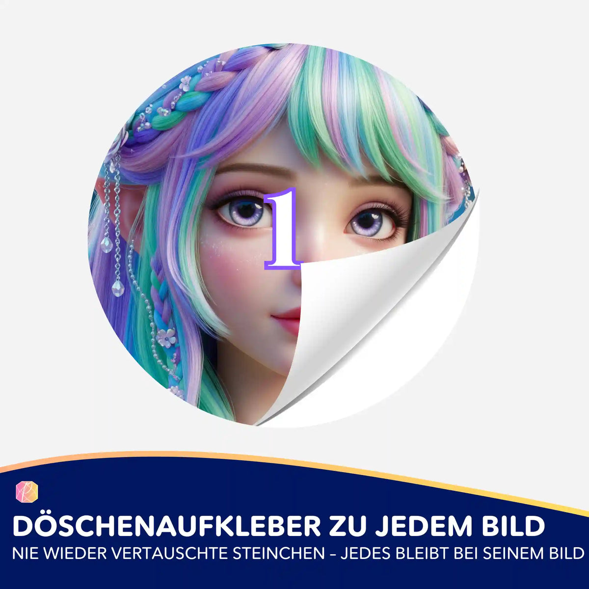 Döschenaufkleber mit Elfen-Motiv für Diamond Painting zur einfachen Organisation von Steinfarben beim Basteln.