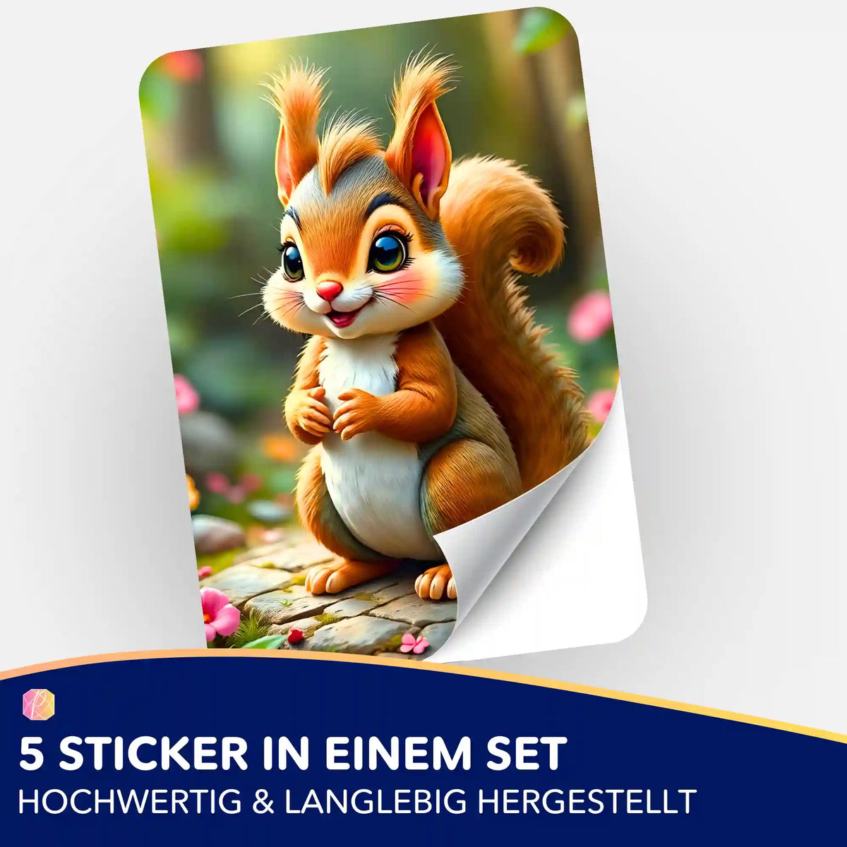 5er-Set Aufkleber mit niedlichem Eichhörnchen-Motiv zur Organisation von Diamond Painting und Malen nach Zahlen Zubehör