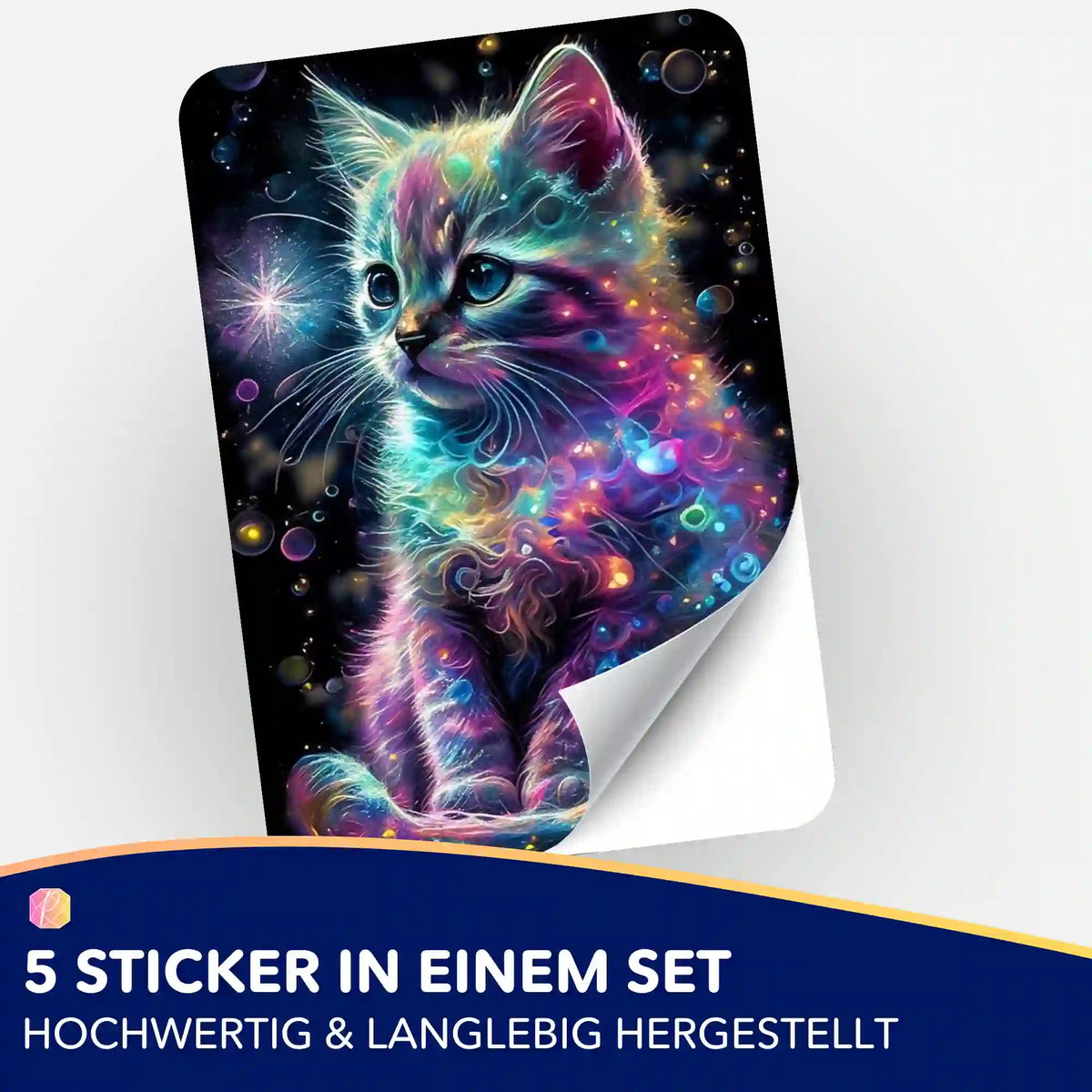 Kunterbuntes Kätzchen Aufkleber-Set für Diamond Painting Fans zur Organisation von Diamanten Painting Zubehör