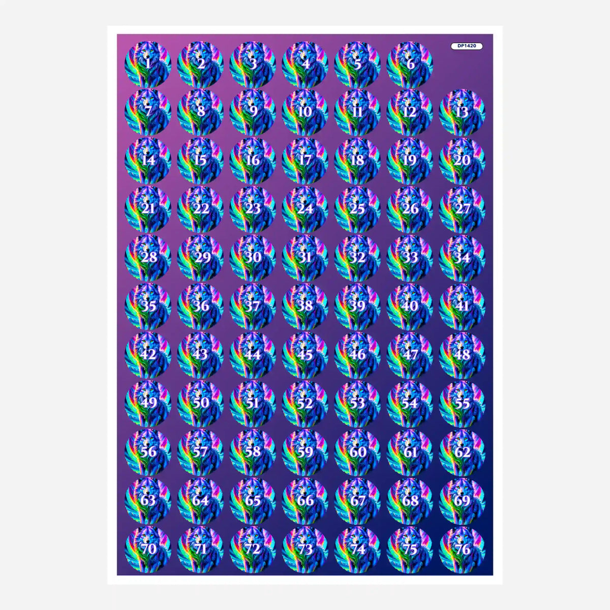Bunte Diamond Painting Döschenaufkleber mit Tiermotiv Geflügelter Wächter zur einfachen Sortierung der Diamanten.