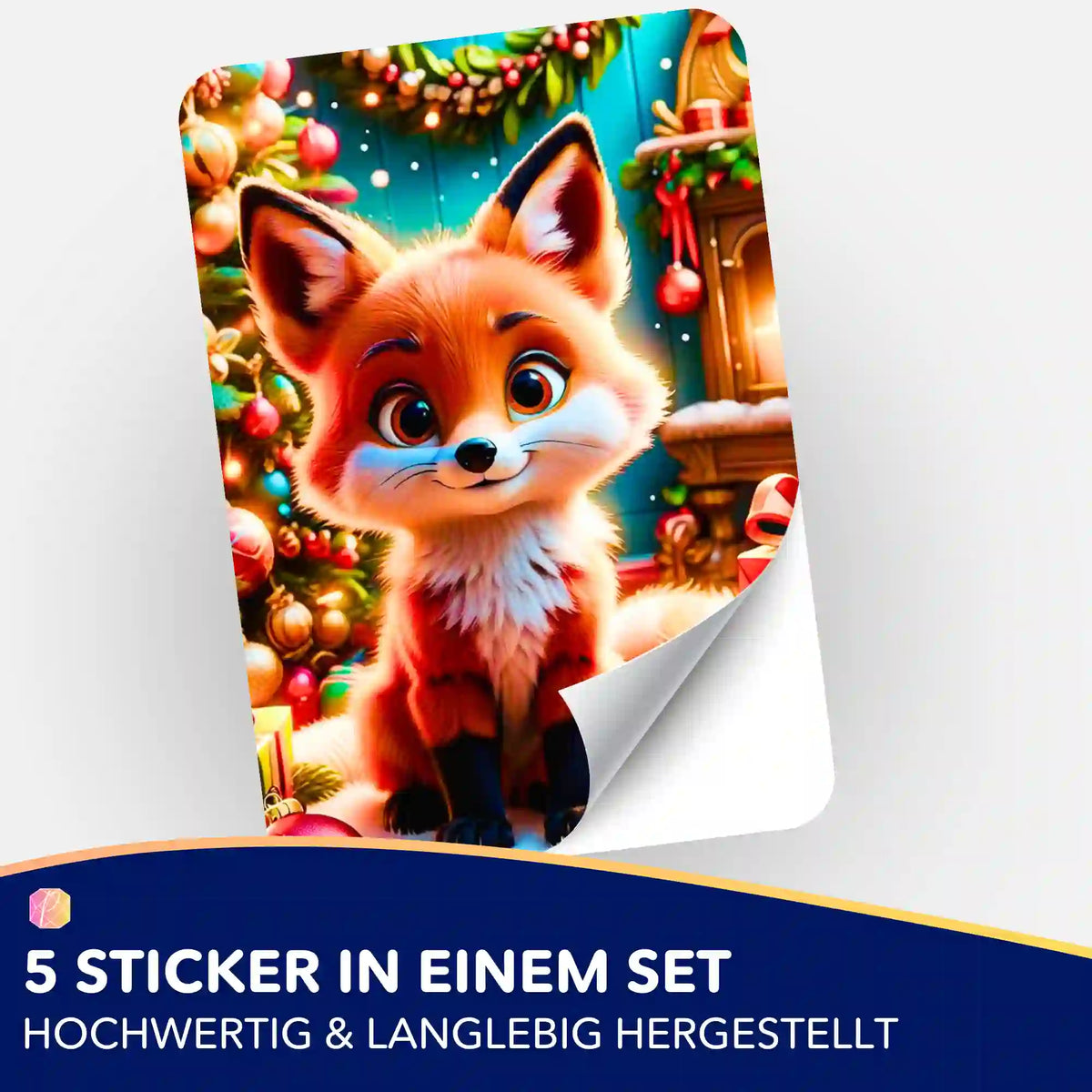 Foxy Aufkleber-Set für Diamond Painting Fans: Niedlicher Fuchs im weihnachtlichen Design als Sticker zum Dekorieren