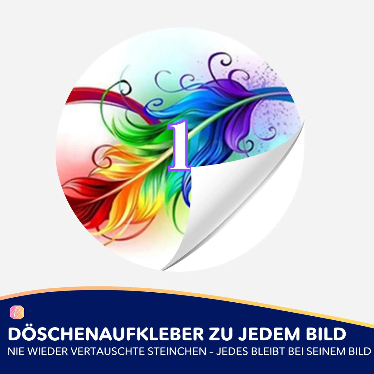 Bunter Infinity Feather Döschenaufkleber für Diamond Painting Zubehör zur einfachen Sortierung der Steine.