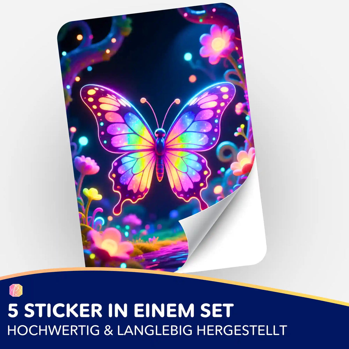 Buntes Schmetterling-Motiv als Sticker-Set für Diamond Painting und kreative DIY-Bastelprojekte von Picmondoo