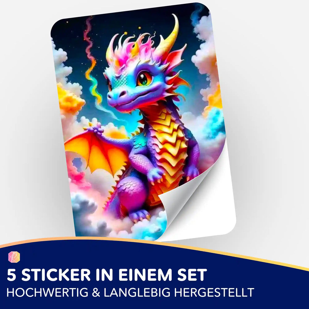 Buntes Baby Drache Aufkleber-Set für Diamond Painting Zubehör und Organisation von Bastelprojekten