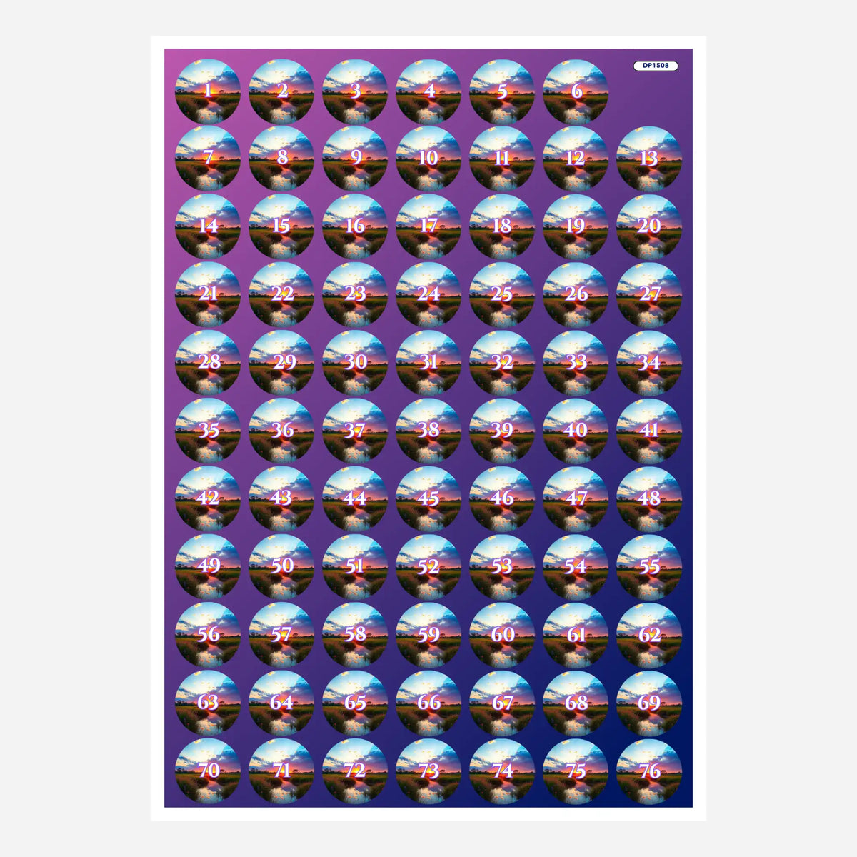 Döschenaufkleber-Set Morgenrot zur Organisation von Diamond Painting Steinen mit nummerierten Motiv-Stickern