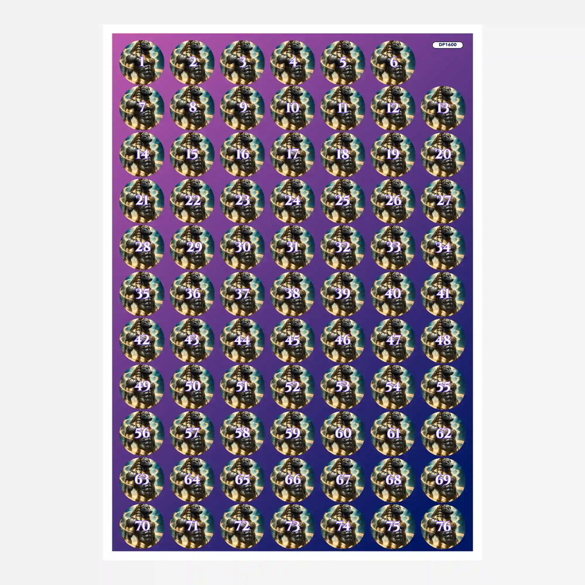 Anubis Döschenaufkleber zur Organisation von Diamond Painting Steinchen mit nummerierten Motiv-Stickern für Zubehör