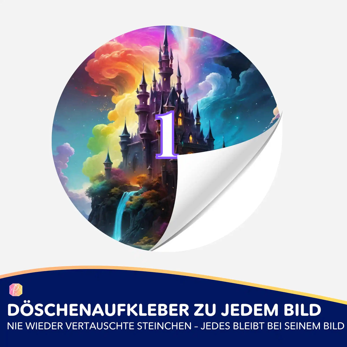 Bunter Zauberschloss-Döschenaufkleber für Diamond Painting Zubehör zur Ordnung deiner Steinchen-Farben