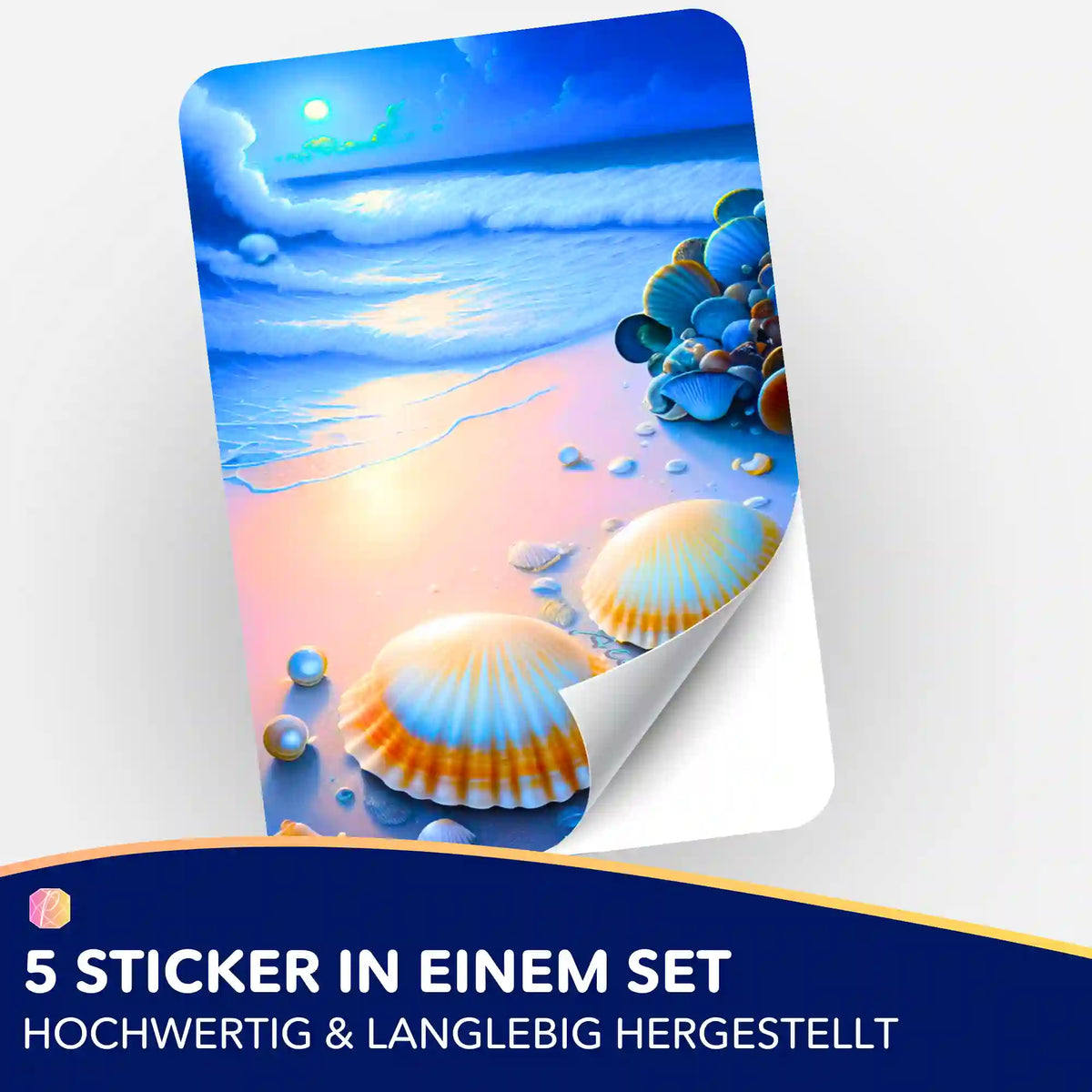 Picmondoo Aufkleber-Set Strand bei Nacht mit Muscheln für Diamond Painting Zubehör und Organisation
