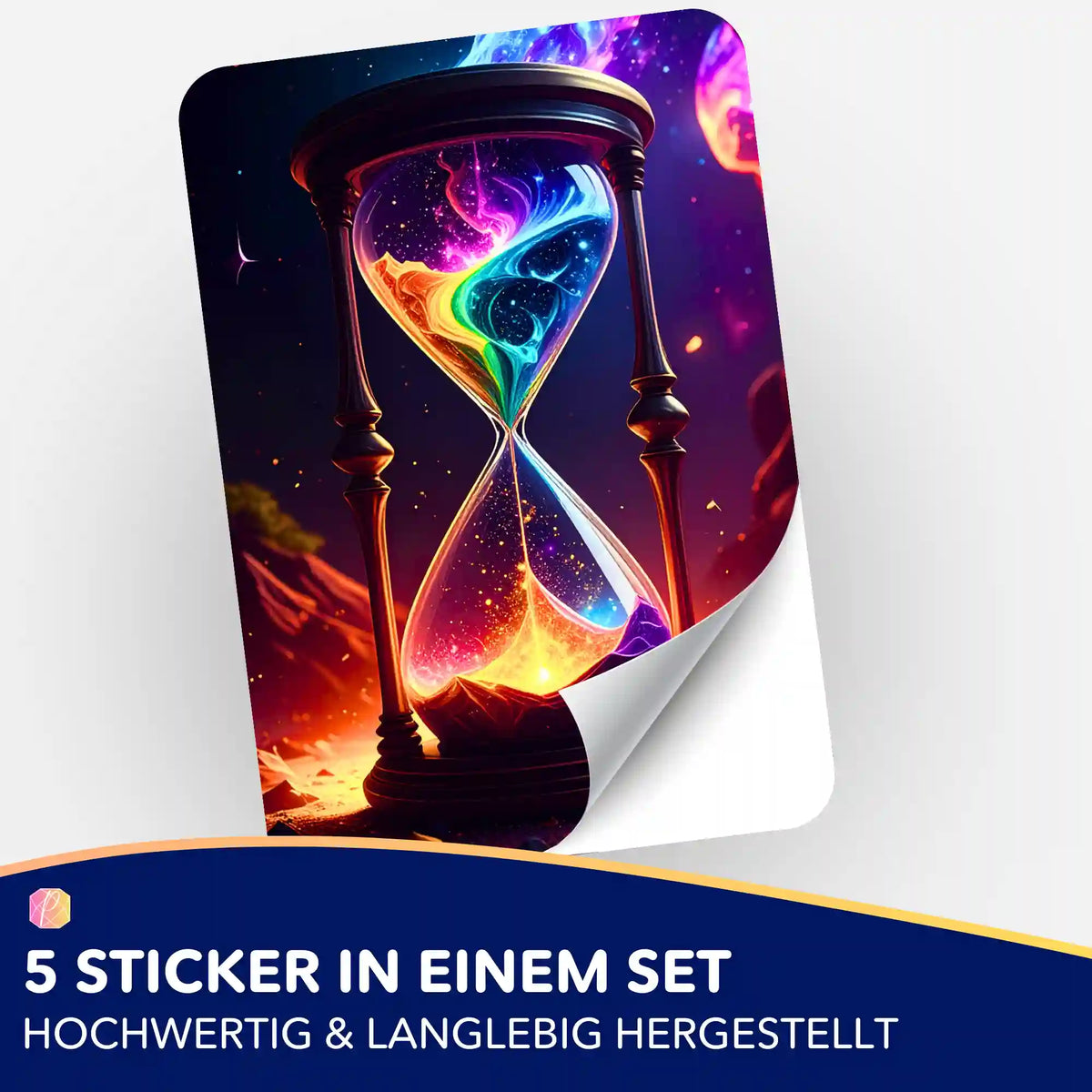 5er-Set Aufkleber Atem der Schöpfung mit Sanduhr-Motiv für Diamond Painting Organisation und Zubehör