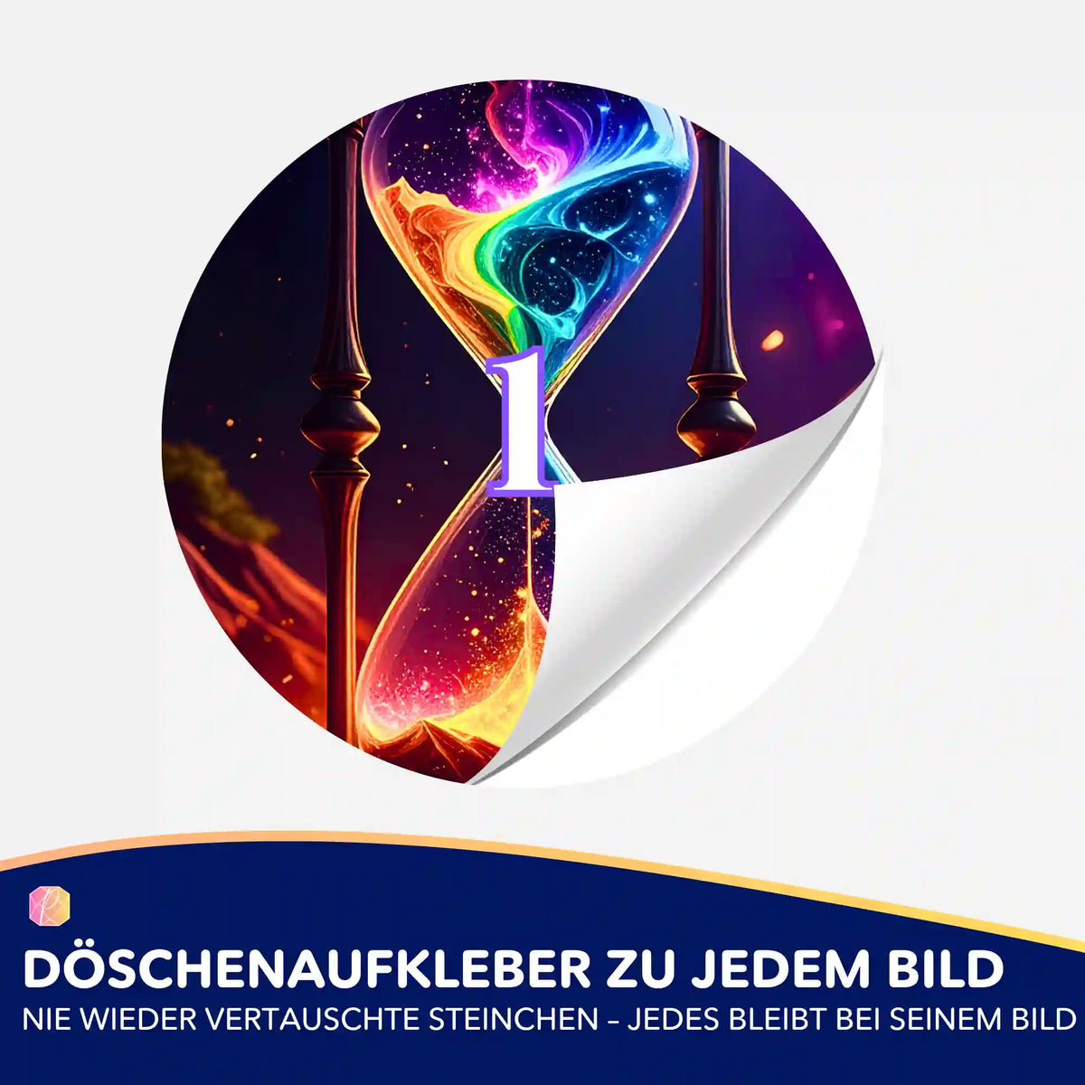 Bunte Diamond Painting Döschenaufkleber mit Sanduhrmotiv für eine geordnete Diamanten Painting Sortierung