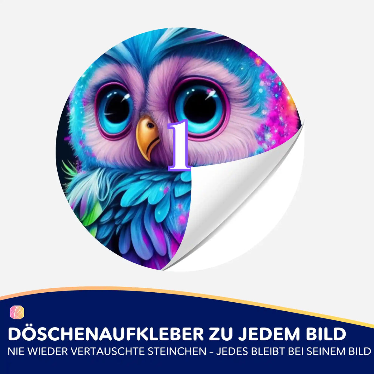 Bunter Eulen-Döschenaufkleber für Diamond Painting Zubehör zur einfachen Sortierung der Diamanten nach Farben