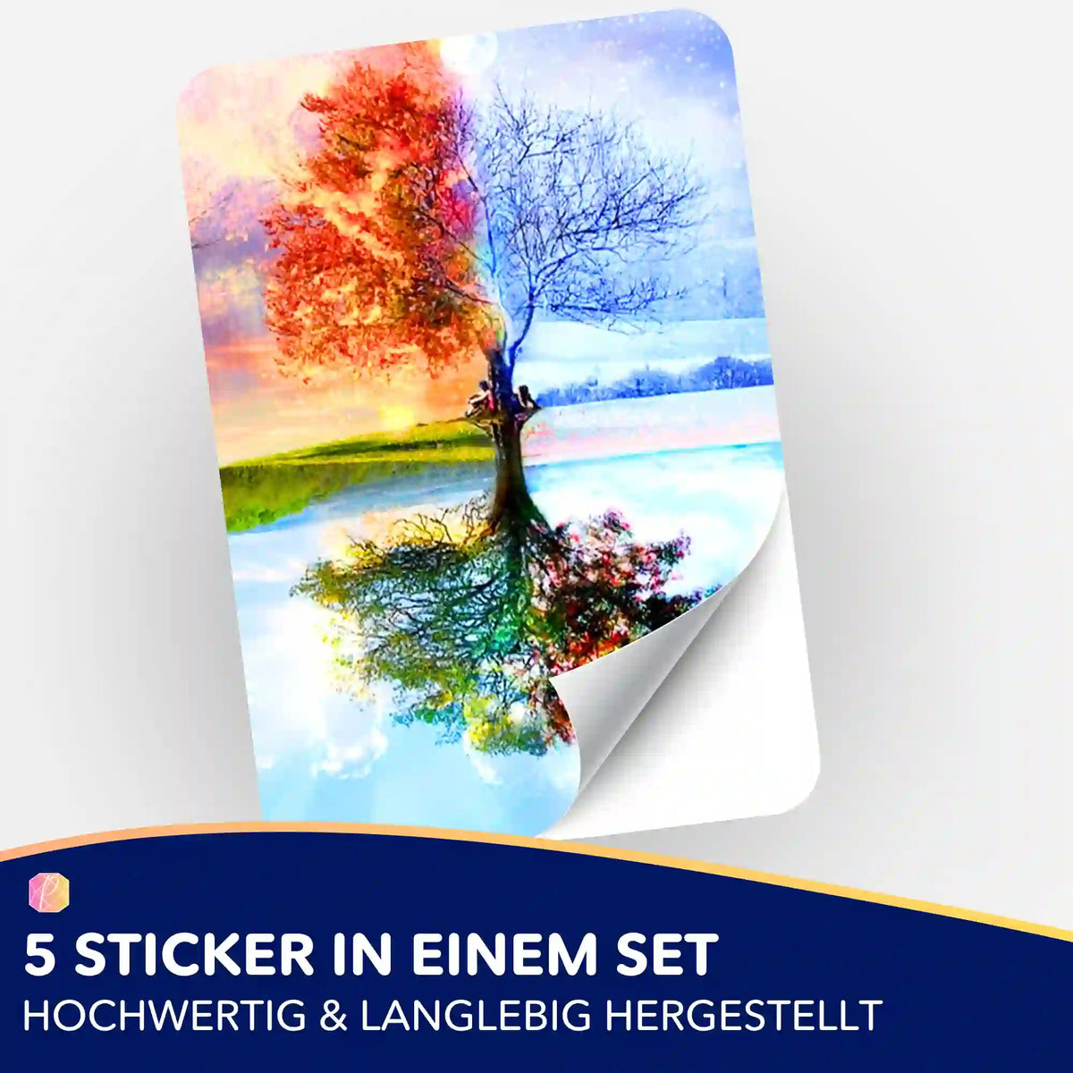 5er-Set Sticker mit Jahreszeiten-Baum Motiv zur Organisation deines Diamond Painting und Malen nach Zahlen Zubehör.