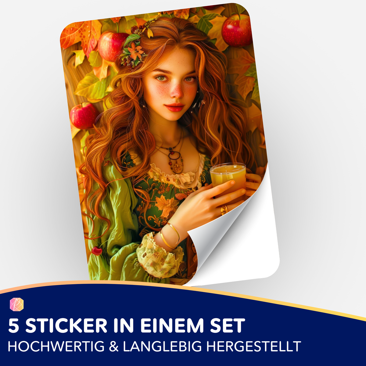Susen Pfifferling Apfelmädchen Ruby Sticker für Diamond Painting und Malen nach Zahlen Zubehör im 5er-Set