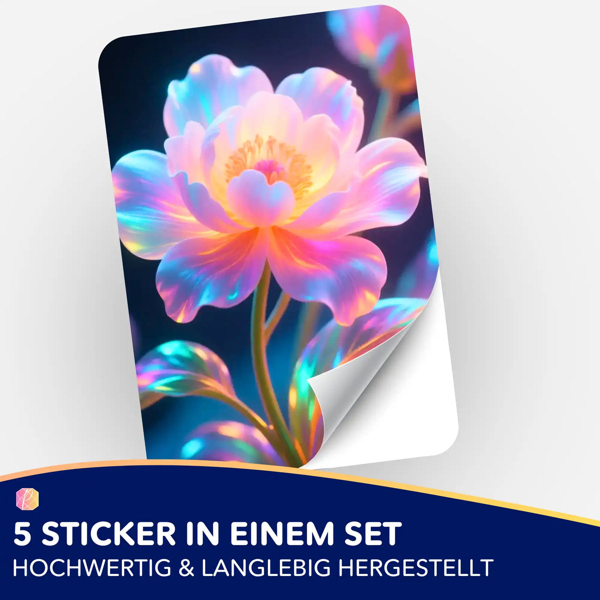 Inneres Leuchten Sticker-Set mit bunter Blumen-Illustration, passendes Zubehör für Diamond Painting und Bastelbedarf