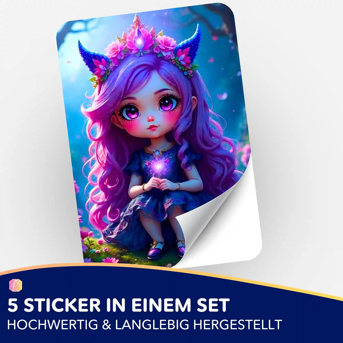 Little Violett Aufkleber-Set für Diamond Painting Zubehör mit süßem Mädchen-Motiv in Violetttönen