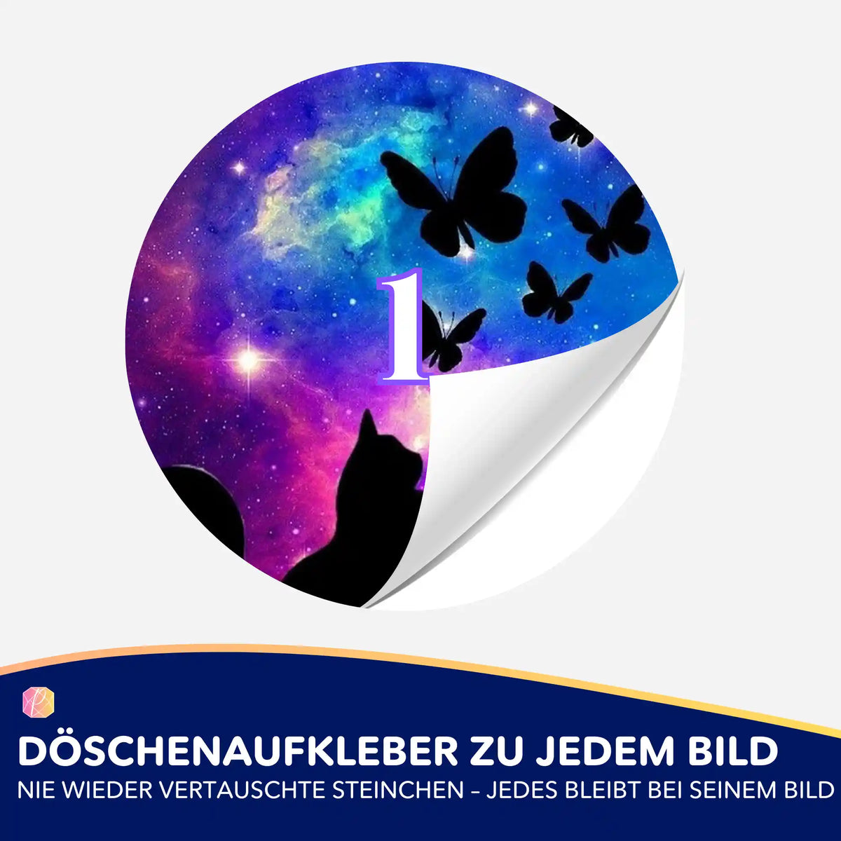 Runde Döschenaufkleber für Diamond Painting Sortierboxen mit Schmetterling-Motiv und Zahl zur Steinchen-Organisation