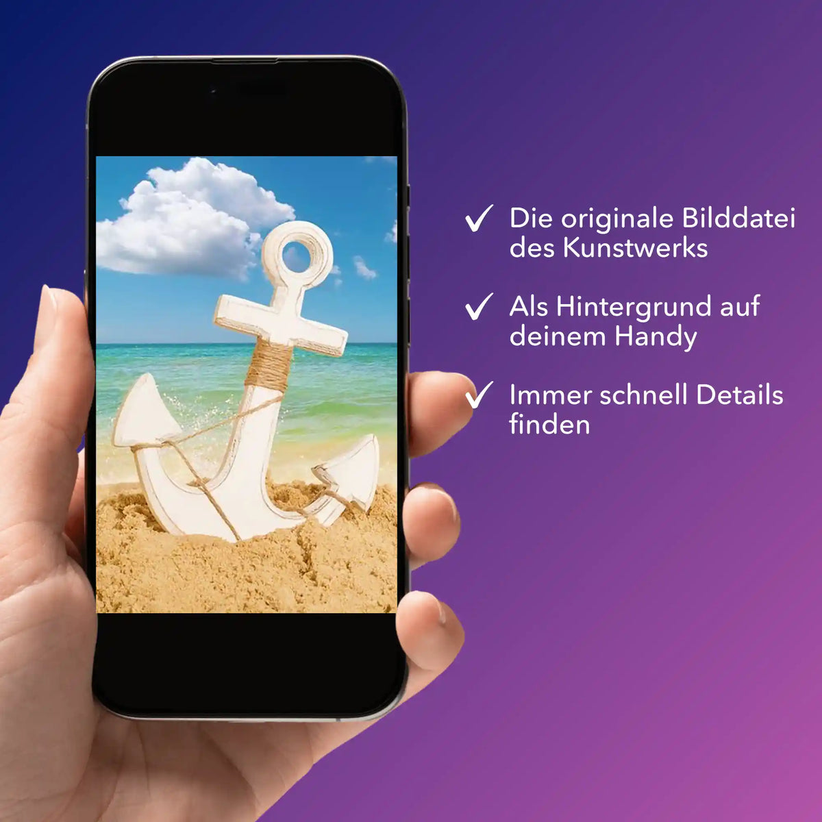 Digitale Bildmappe für Diamond Painting Motiv Anker der Hoffnung als Handy-Hintergrund und Vorlage