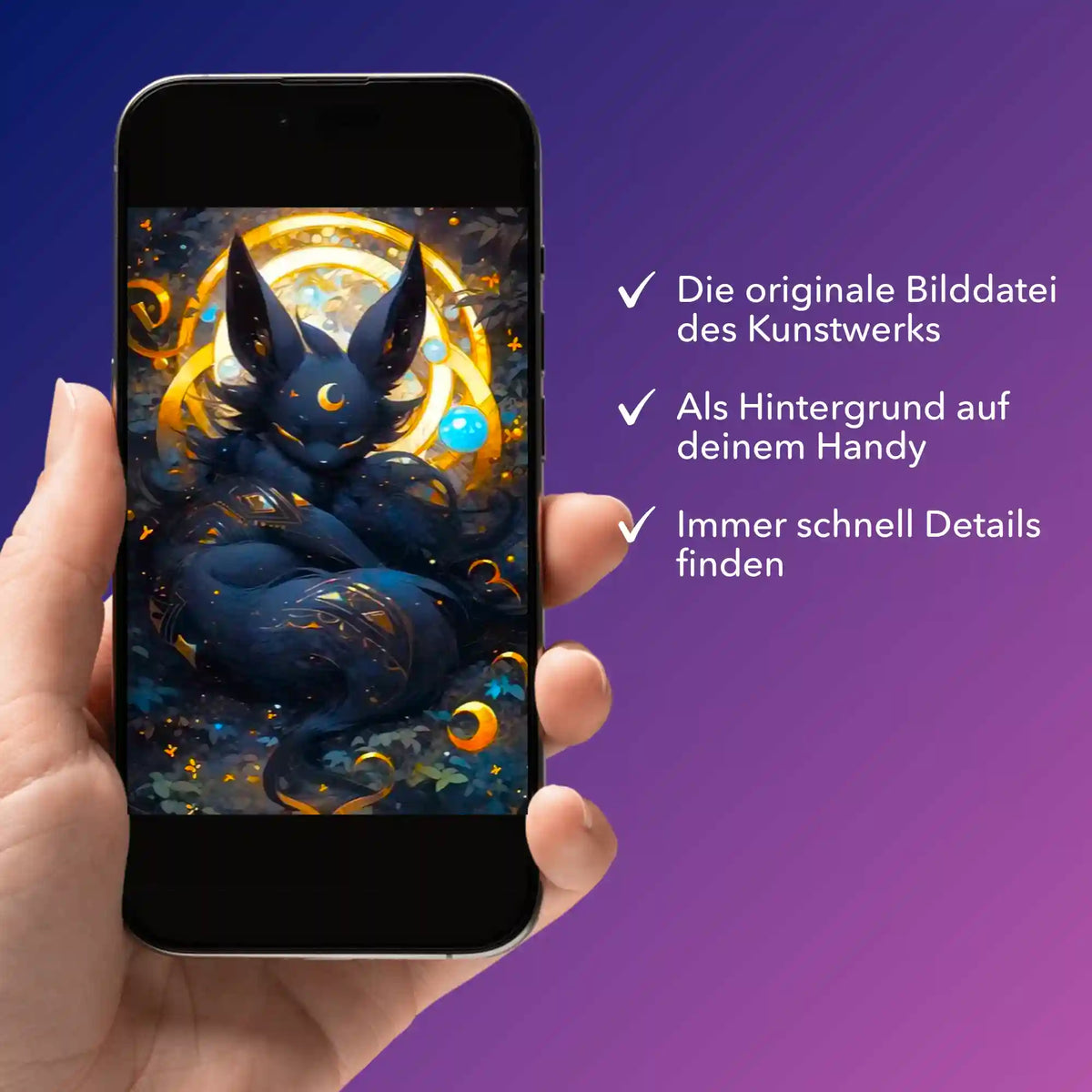 Digitale Bildmappe für Diamond Painting Mystisches Nachtwesen als Smartphone-Hintergrund für Fans von Malen nach Zahlen