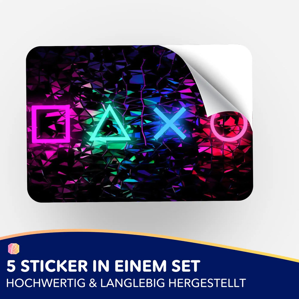 5er-Set Gaming-Sticker mit leuchtenden Symbolen zur Organisation von Diamond Painting und Bastelzubehör