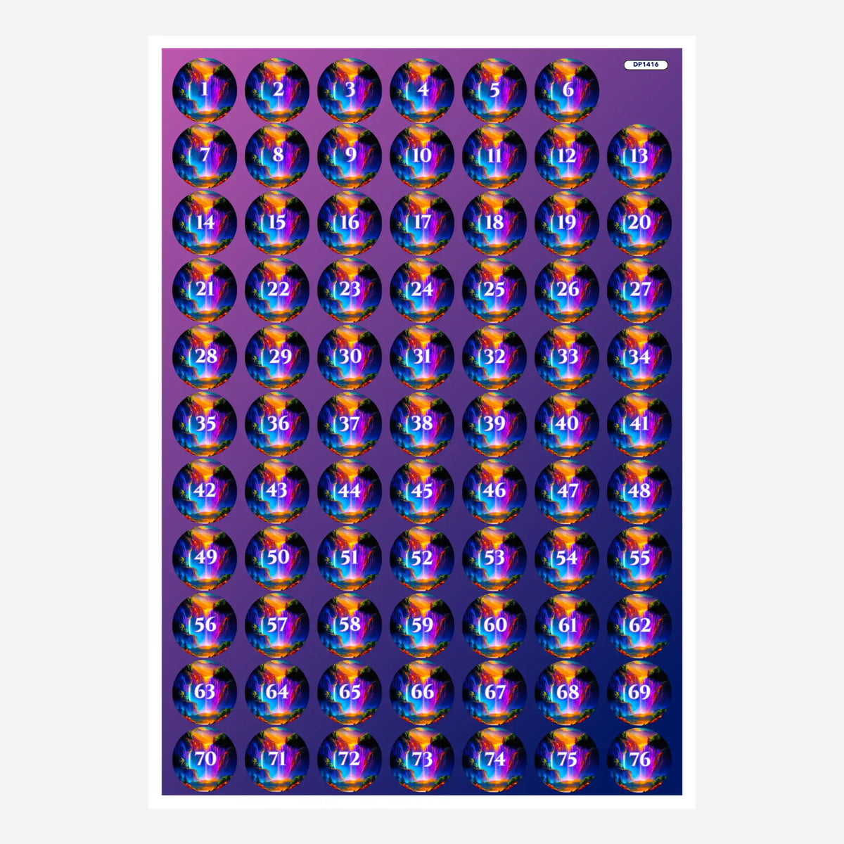 Bunte Aufkleber für Diamond Painting Sortierdöschen mit Motiv Nachtleuchten am Wasserfall zur einfachen Steinsortierung