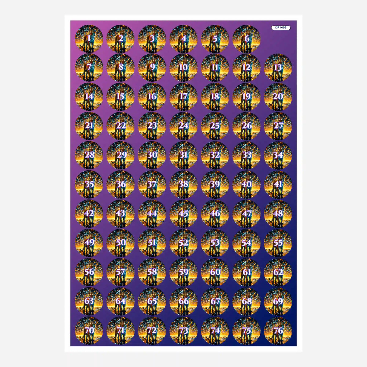 Bunte Diamond Painting Döschenaufkleber mit Nummern für das Motiv Sternenwächter zur optimalen Steinsortierung