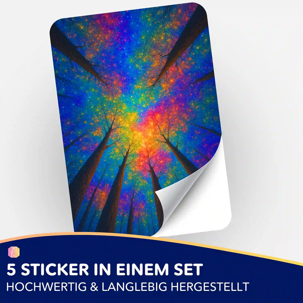 Picmondoo 5er-Aufkleber-Set mit buntem Regenbogenwald-Motiv zur Organisation von Diamond Painting und Malen nach Zahlen