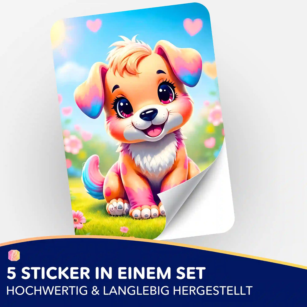 Picmondoo 5er-Set Aufkleber mit niedlichem Welpen Motiv für Diamond Painting Zubehör und Organisation