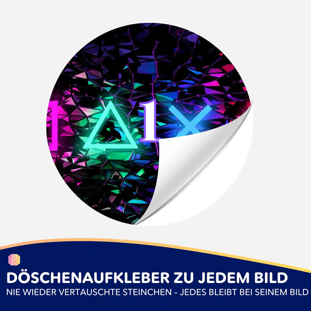 Bunter Döschenaufkleber für Diamond Painting Zubehör mit abstraktem Game-Motiv zur Steinchen-Sortierung