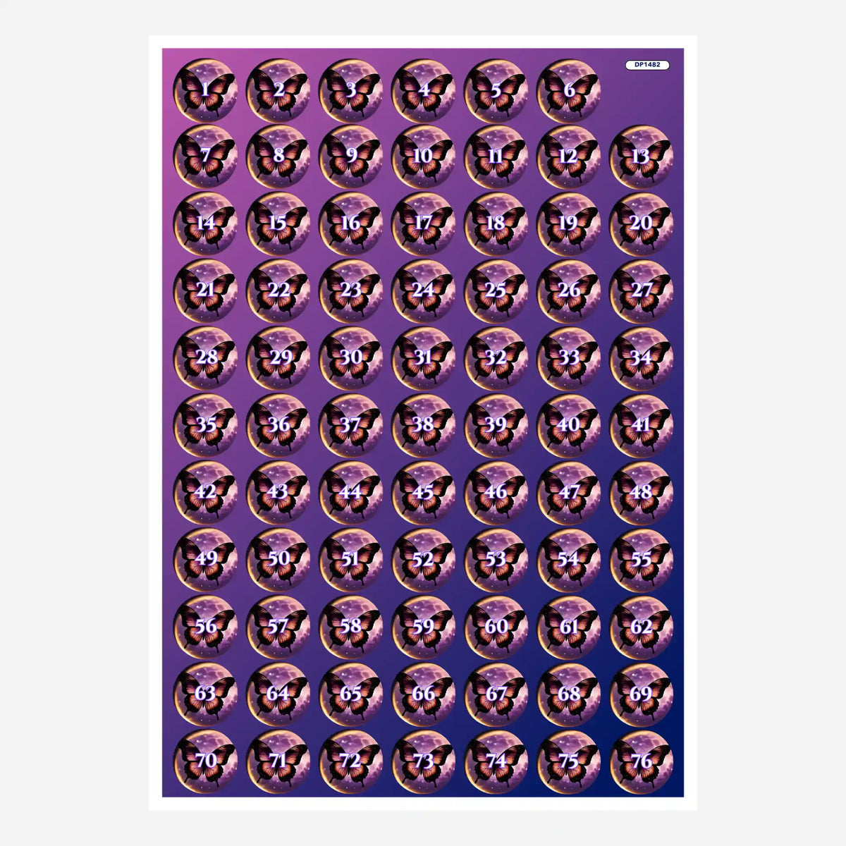 Bunte Diamond Painting Döschenaufkleber Purple Moon mit Schmetterlingsmotiv zum Sortieren der Diamanten