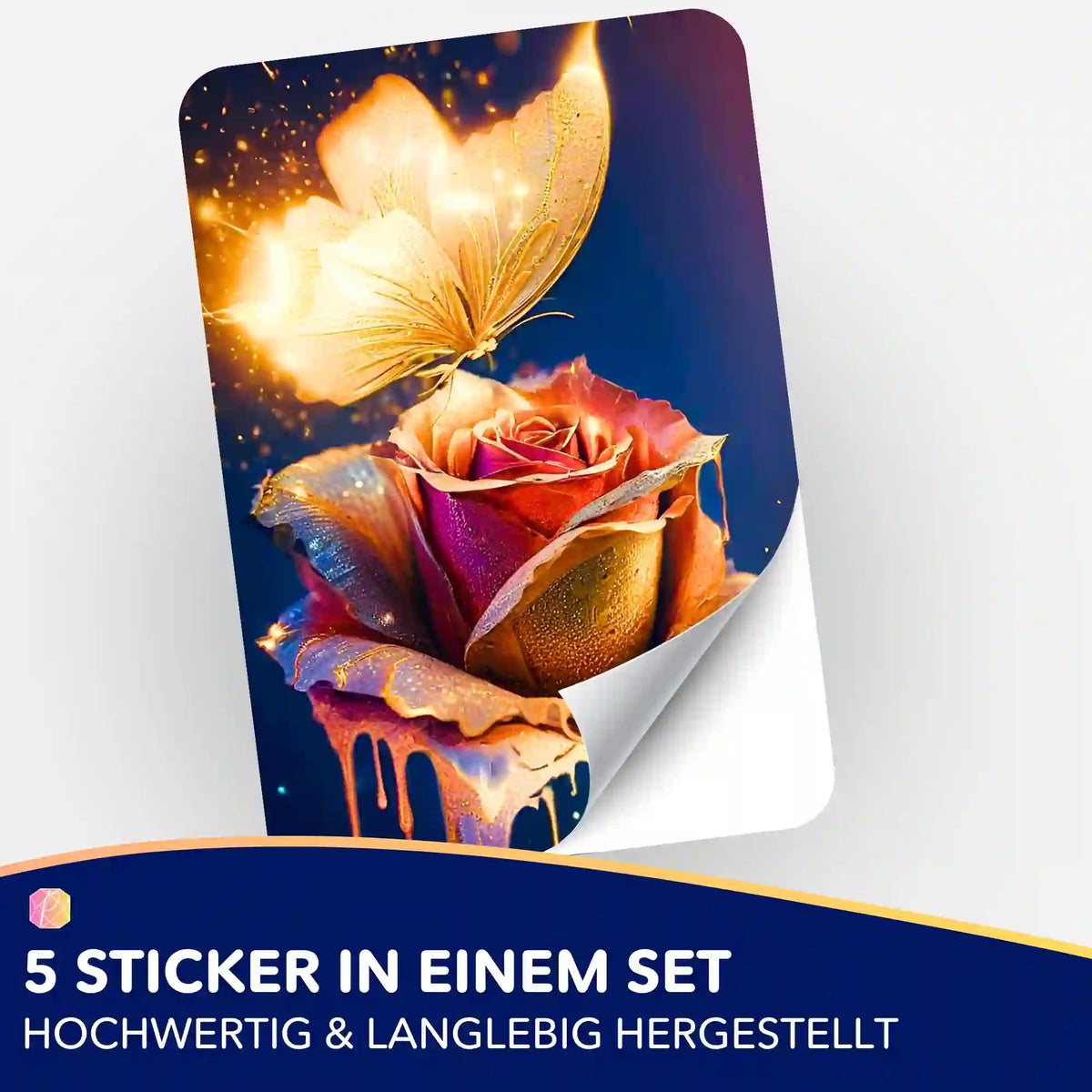 Moni’s Special Goldene Rose Sticker 5er-Set als Zubehör für Diamond Painting und Bastelprojekte