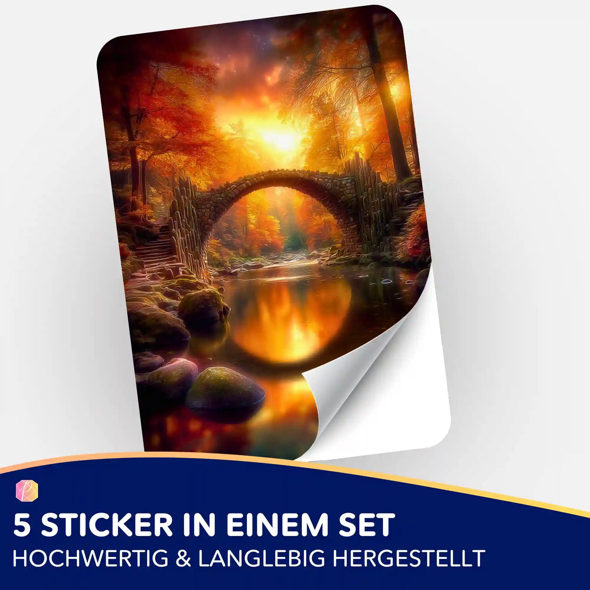 Picmondoo 5er-Set Aufkleber mit Motiv Brücke der ewigen Stunde für Diamond Painting und Bastelzubehör