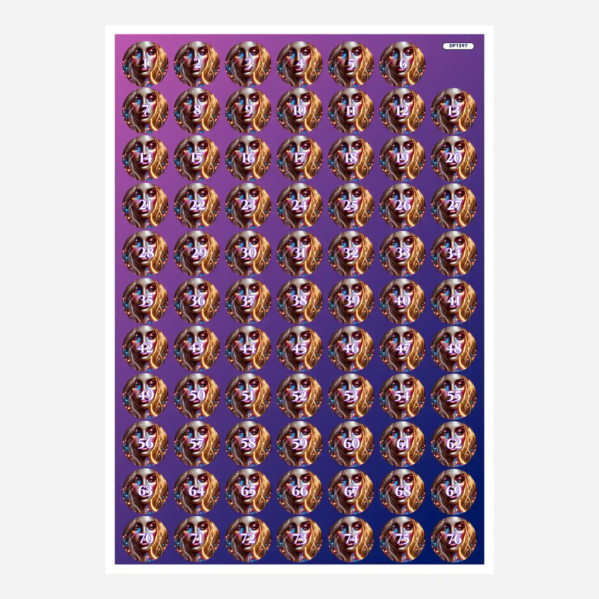 Buntes Döschenaufkleber-Set für Diamond Painting Zubehör mit Elara-Motiv zur sortierten Aufbewahrung von Steinchen
