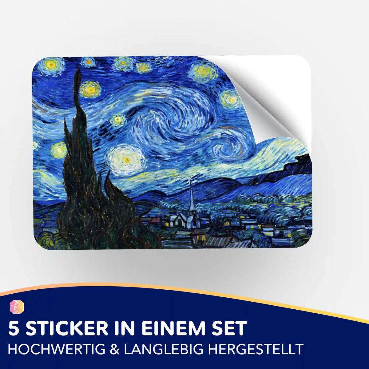 Picmondoo Sticker-Set Van Gogh Sternennacht zur Organisation für Diamond Painting und Malen nach Zahlen