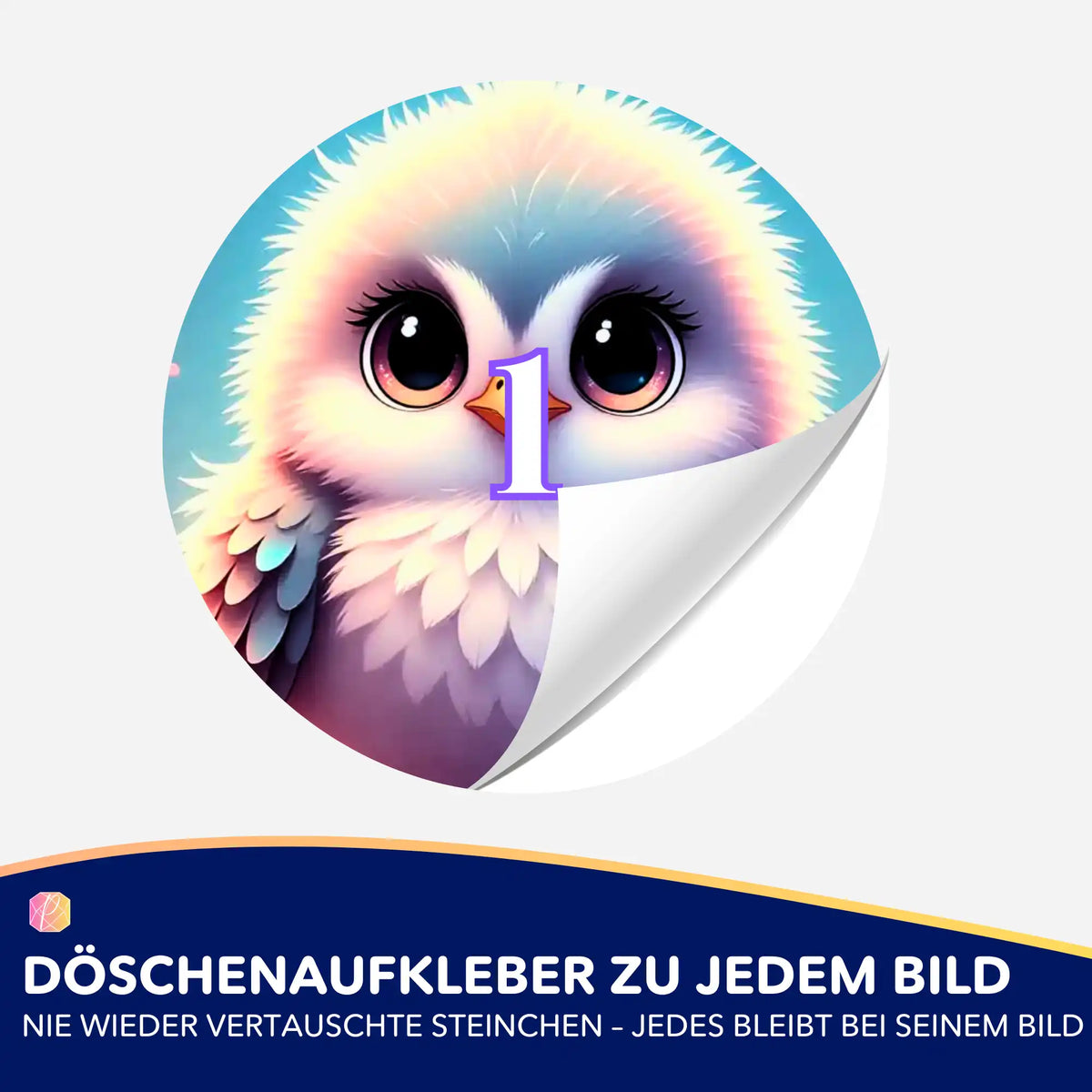 Runder Döschenaufkleber mit Eulen-Motiv für Diamond Painting Zubehör zur Ordnung der Steine