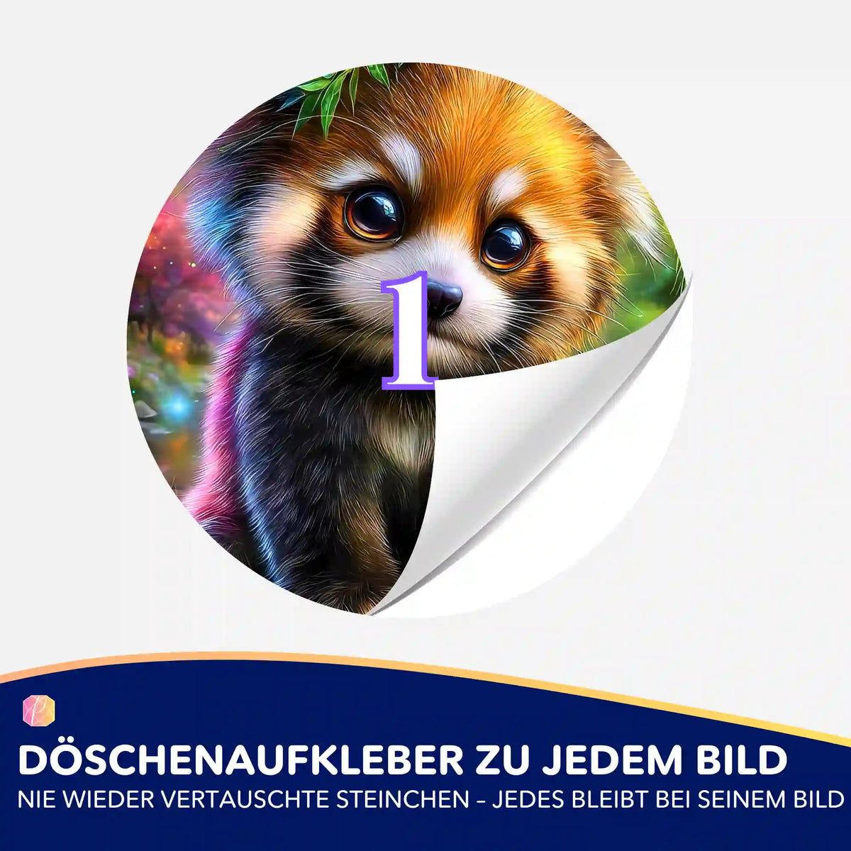 Runder Döschenaufkleber mit Panda-Motiv zur Organisation von Diamond Painting Steinchen bei Picmondoo.