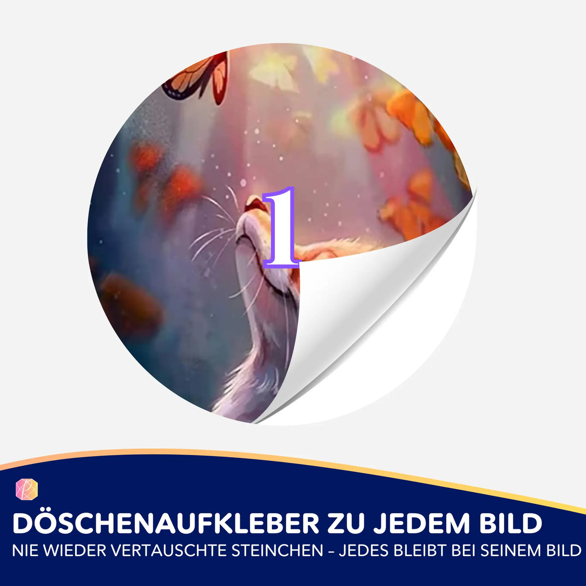 Runder Döschenaufkleber mit Fuchsmotiv zur Organisation von Diamond Painting Steinchen bei Picmondoo