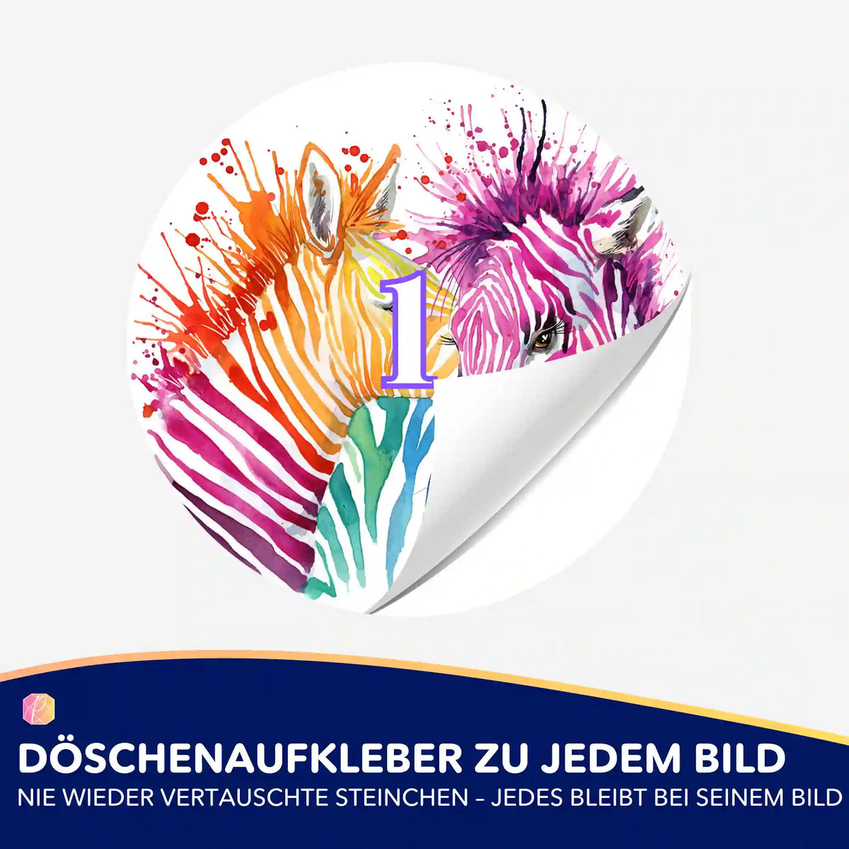 Bunte Zebra-Döschenaufkleber für Diamond Painting zur einfachen Sortierung der Steinfarben.