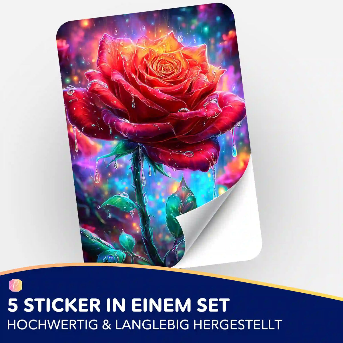 Picmondoo 5er-Set Aufkleber mit Regentanz Rosen-Motiv zur Organisation von Diamond Painting und Malen nach Zahlen Sets.