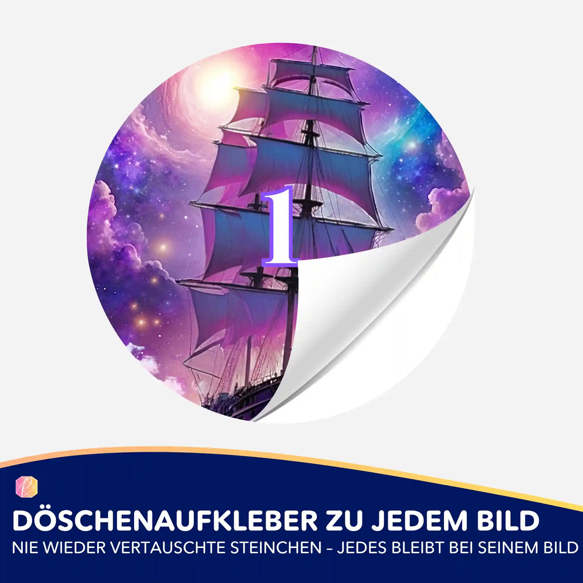 Runder Döschenaufkleber Starlight Ocean mit Zahl 1 für Diamond Painting Zubehör zur Ordnung der Steine