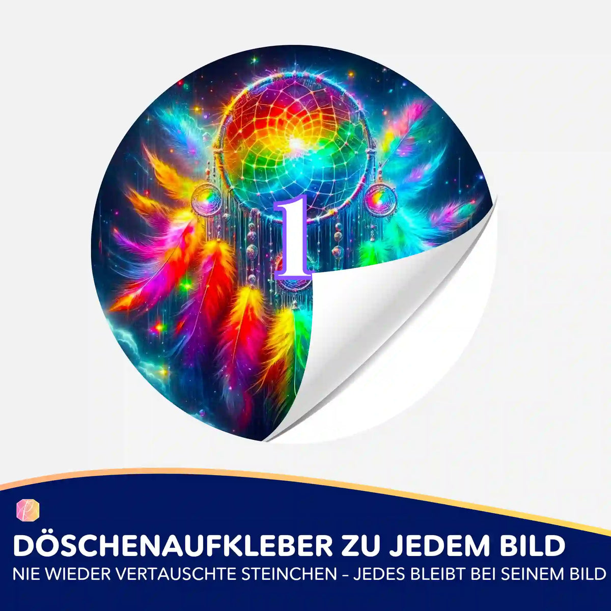 Bunter Diamond Painting Döschenaufkleber mit Traumfänger-Motiv zur Sortierung von Diamanten Painting Steinchen