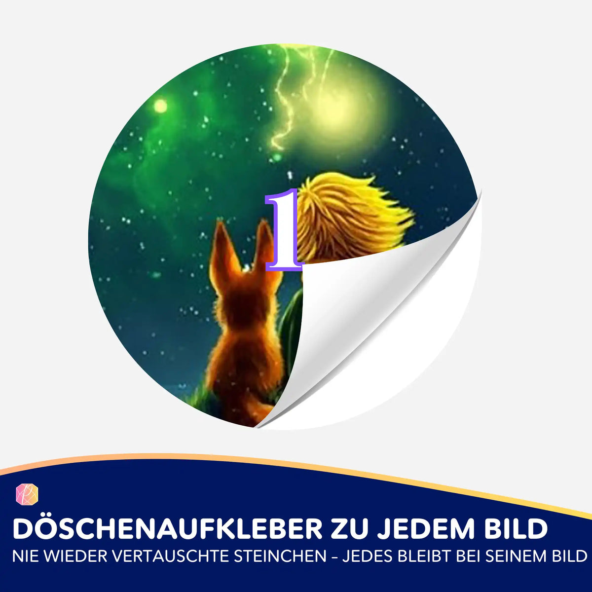 Runder Friends Döschenaufkleber mit Märchen-Motiv zur Organisation von Steinchen für dein Diamond Painting Set