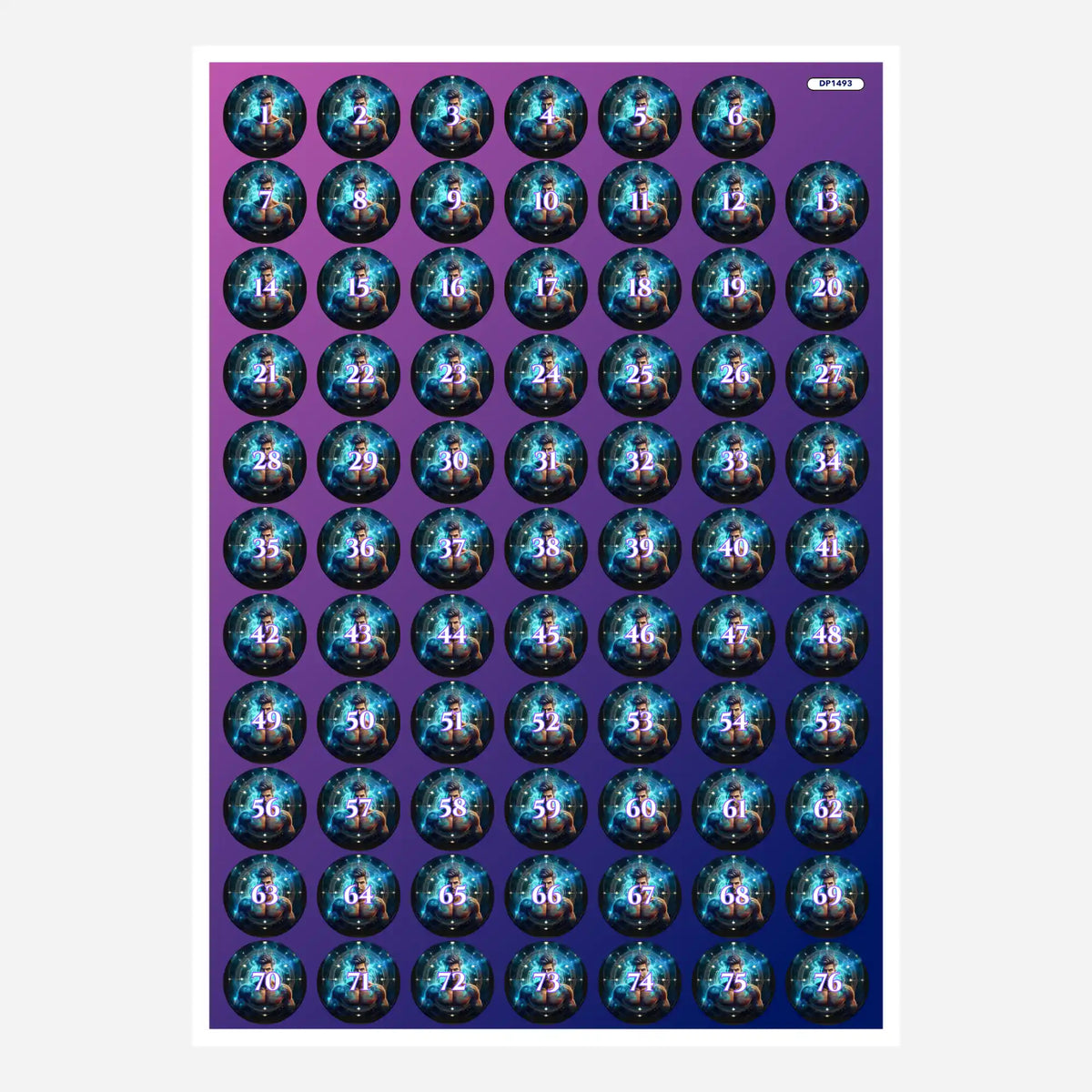 Döschenaufkleber für Diamond Painting: Sternzeichen Wassermann Motiv-Sticker mit Zahlen zur Organisation der Steinfarben