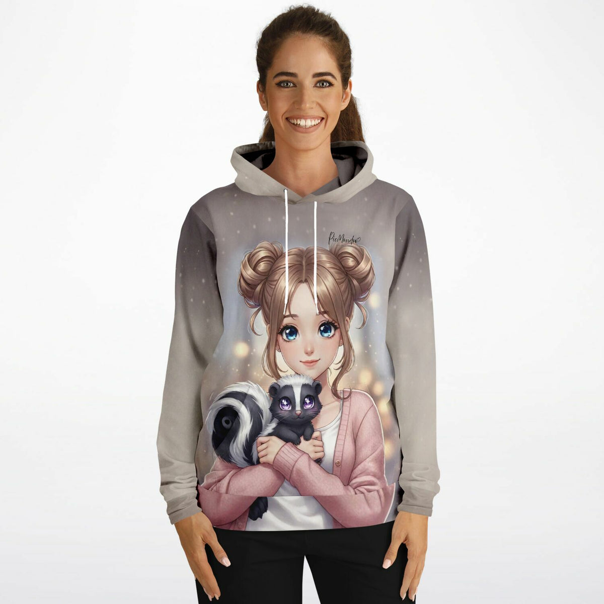 Dreamer Hoodie Yuna & Puki mit Anime-Mädchen und Stinktier Motiv für Diamond Painting Fans als modisches Fan-Accessoire