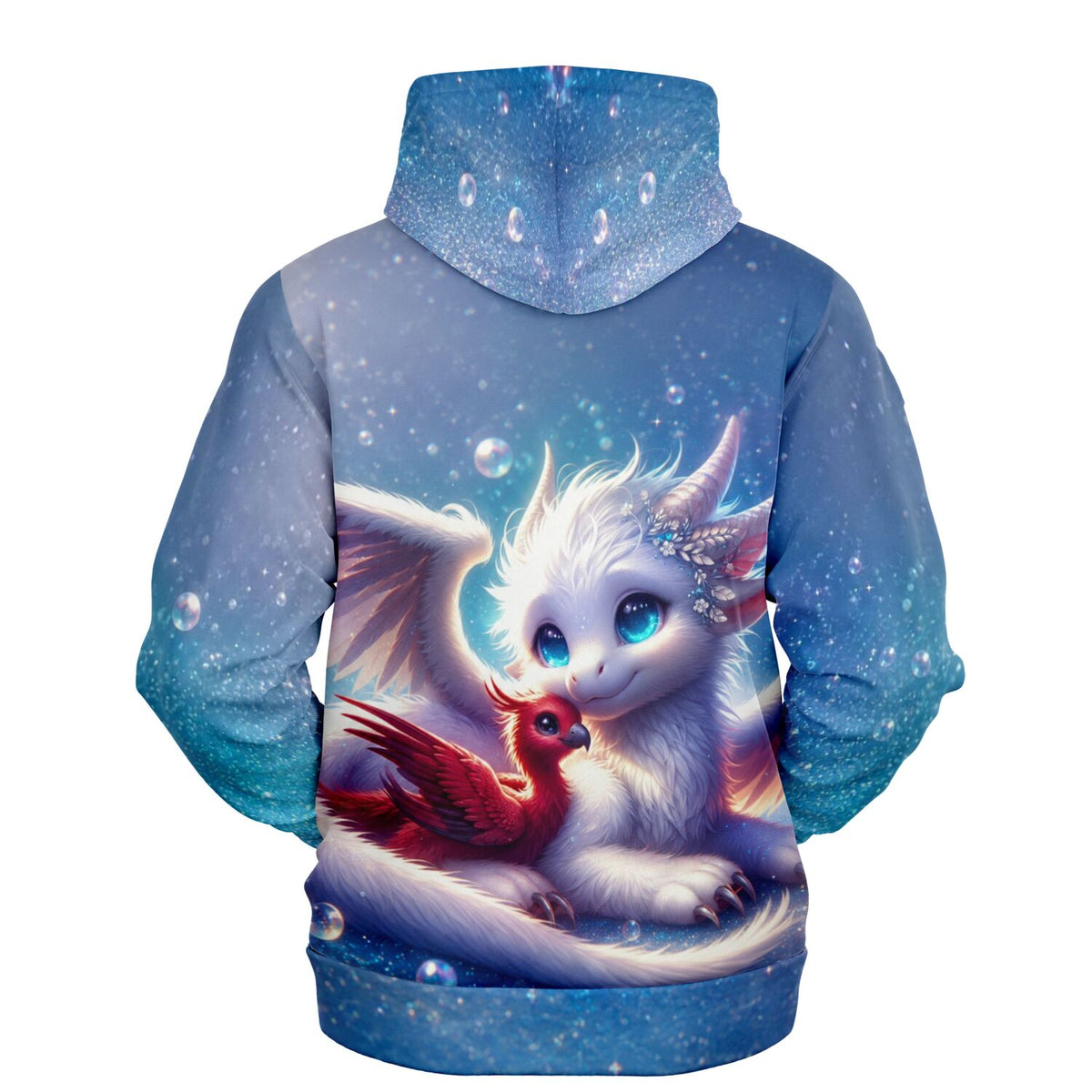 Dreamer Hoodie mit niedlichem Drachen und Phönix Motiv im magischen Design, perfekt für Fantasy-Fans.
