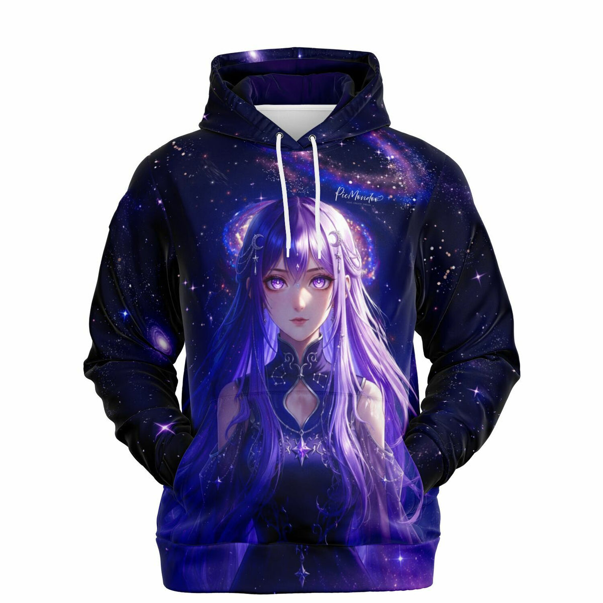 Dreamer Hoodie Purple Moon Star im Anime Design mit galaktischem Weltraum-Motiv für Fans von Diamond Painting Kunst