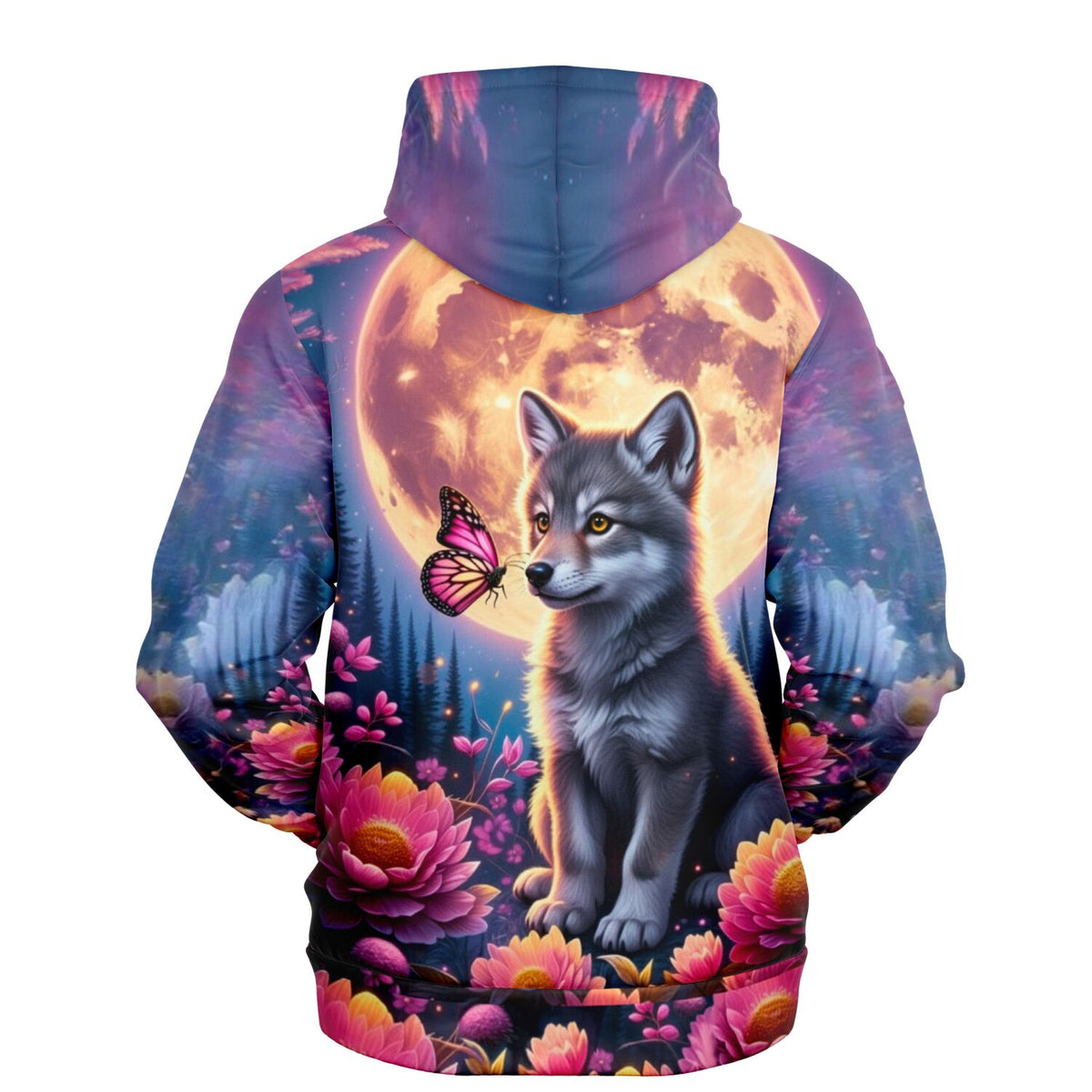 Dreamer Hoodie mit Wolf und Schmetterling Design, inspiriert von mystischer Diamond Painting und Malen nach Zahlen Kunst
