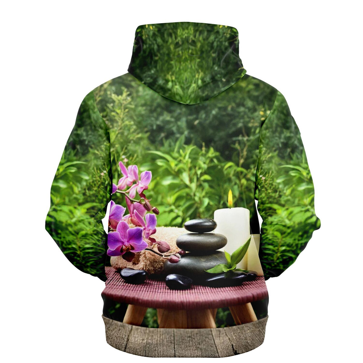 Dreamer Hoodie Oase der Entspannung mit Zen-Motiv, Orchideen, Spa-Steinen und Kerze für einen entspannten Look