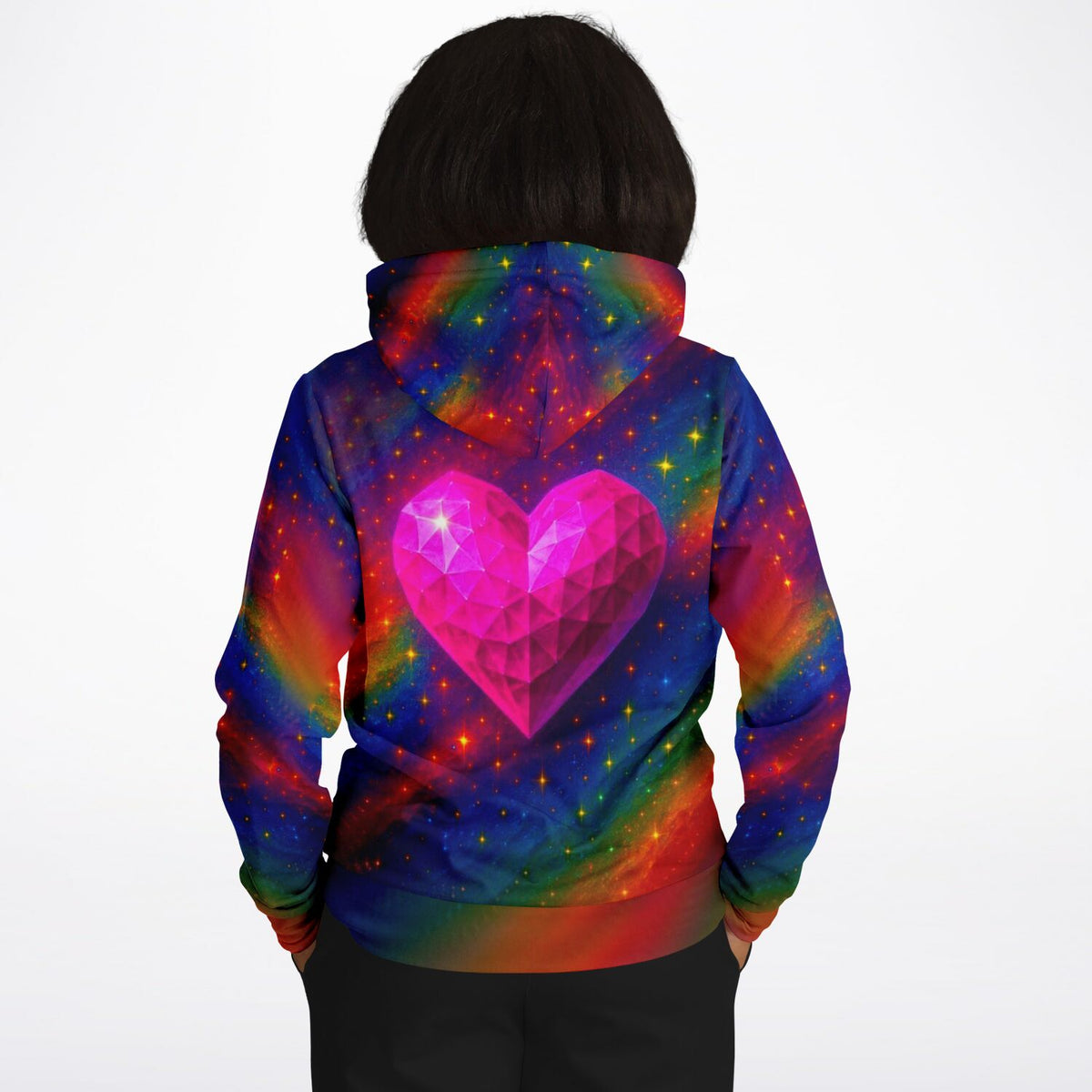 Dreamer Hoodie mit pinkem facettiertem Herzkristall Design, inspiriert von glitzernden Diamond Painting Motiven