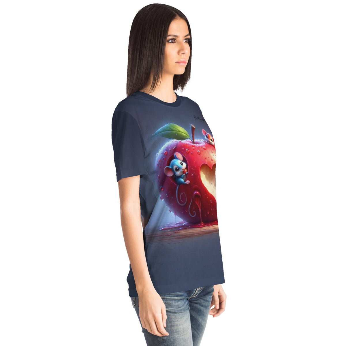 Dunkelblaues T-Shirt mit 'Liebe im Mäusehaus' Motiv – perfekt für Fans von Diamond Painting und Malen nach Zahlen